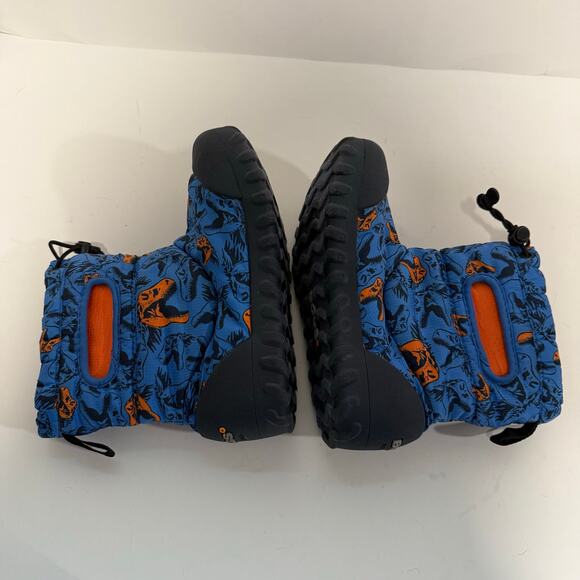 Bogs Youth Kids B Moc Snow Boots Sherpa Lined Dino Print Blue Orange Size 2 - Picture 7 of 8